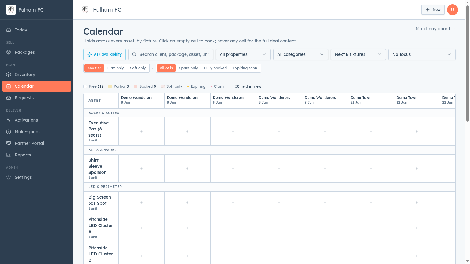Calendar screen
